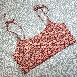 3/$15! Red Flower Forever 21 Bikini Top Floral Swimsuit Top Large